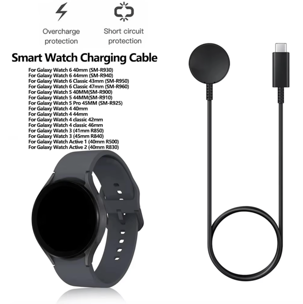 Valmento PD Typ USB-C Ladekabel für Samsung Galaxy Watch 6 / 5 Pro / 4 / 3 – Magnetisches Kabelloses Laden